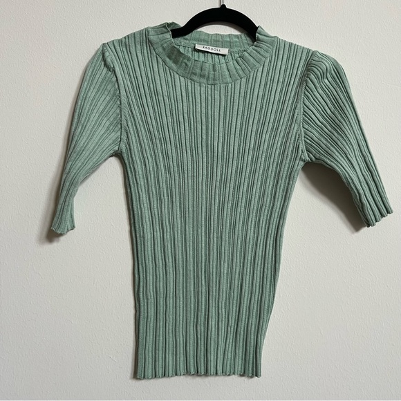 Ragdoll Tops - Ragdoll Los Angeles Green Ribbed Sweater Women’s Small